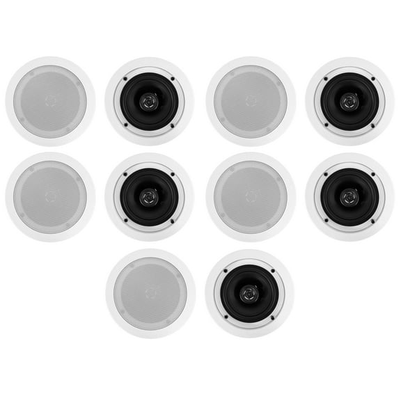 (10) Rockville CC525T White 5.25" Commercial 70v Ceiling Speakers For Restaurant