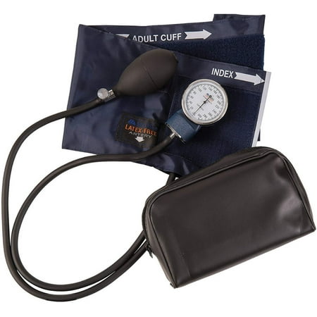 Mabis Precision Series Manual Blood Pressure Cuff with Aneroid Sphygmomanometer Kit, Portable Blood Pressure Monitor with Calibrated Blue Nylon Cuff and Carrying Case, Cuff Size 11