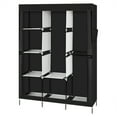 thumbnail image 3 of Canddidliike 71" Portable Fabric Wardrobe, Clothes Closet Storage Organizer with Compartments and Rods, Black, 3 of 9