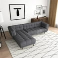 thumbnail image 4 of Allen Mid Century Modern Living Room Corner Gray Fabric Sectional Sofa, 4 of 7