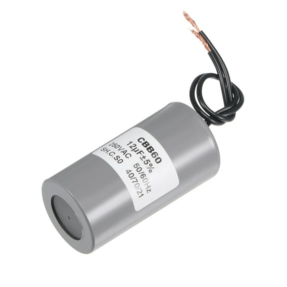 Uxcell 73x38mm 12uF 250V AC 50/60Hz 2 Wires Cylinder CBB60 Run Capacitor