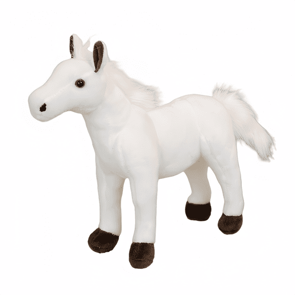 Medium Horse Stuffed Animal Plush - Realistic Foal Plush Toy - Precious Companion - White 15.7Inches