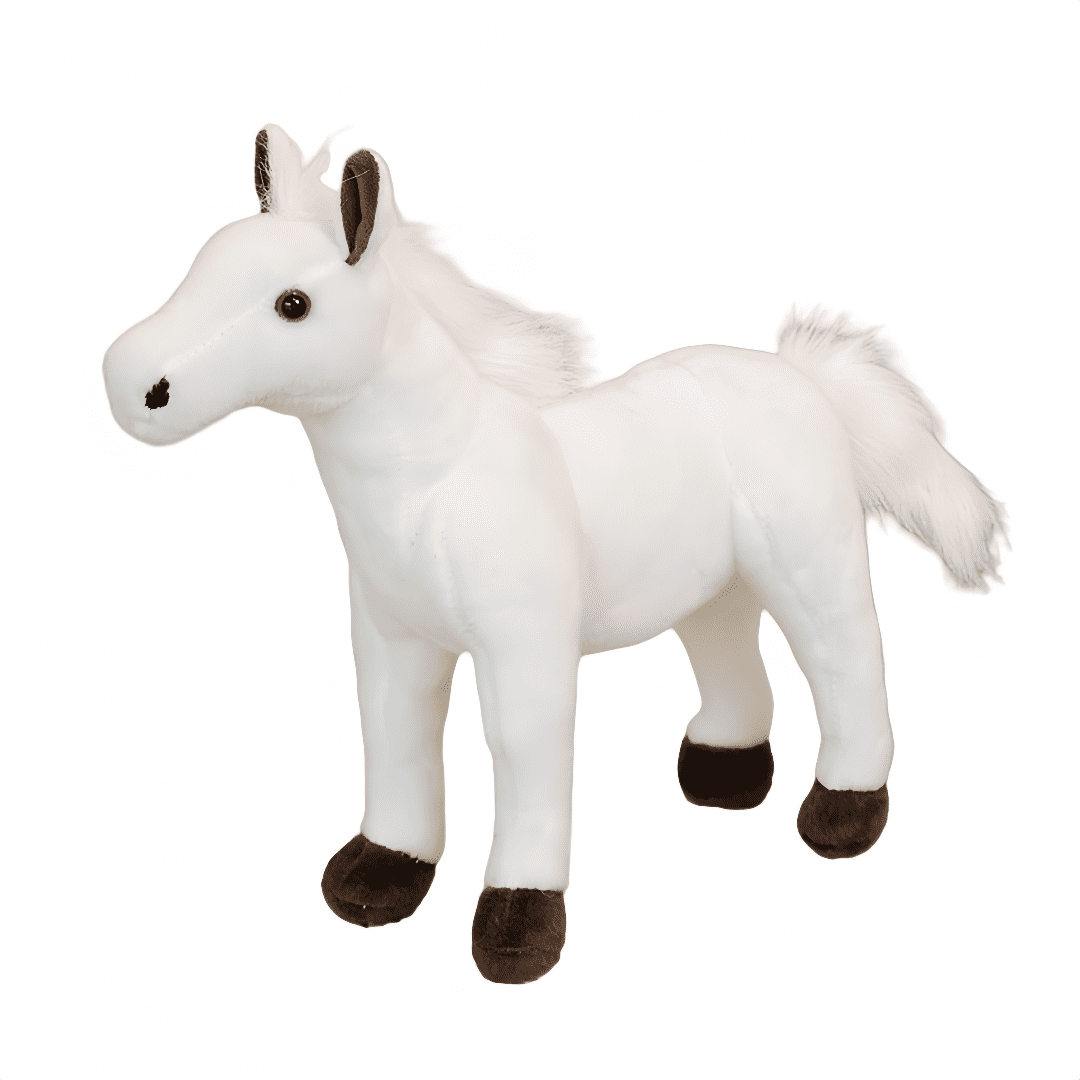 Medium Horse Stuffed Animal Plush - Realistic Foal Plush Toy - Precious Companion - White 15.7Inches