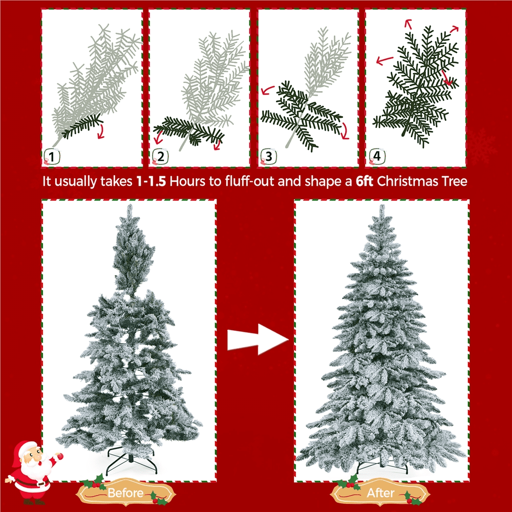 Alden Design 6Ft Pre-Lit Artificial Christmas Tree with 400 Warm LED Lights, Green