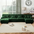 thumbnail image 4 of FFH 173.2" Modular Sectional Sofa, U Shaped Couch for Living Room, 4-Seater Comfy Cloud Couch with Deep Seat (Chenille Dark Green, 4 Seater with 2 Ottomans), 4 of 11