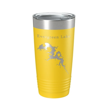 

Evergreen Lake Map Tumbler Travel Mug Insulated Laser Engraved Coffee Cup Illinois 20 oz Yellow