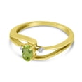 thumbnail image 3 of 10k Yellow Gold Oval Peridot And Diamond Wave Ring, 3 of 6