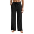 thumbnail image 1 of RKSTN Womens Pants Solid Color Casual Straight Tube Loose Fitting Yoga Pants With Drawstring Loose Fitting Long Pants, 1 of 4