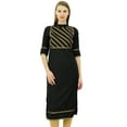 thumbnail image 1 of Bimba Womens Rayon Designer Tunic Lace Detail Yoke Kurtis Top Straight Blouse, 1 of 9