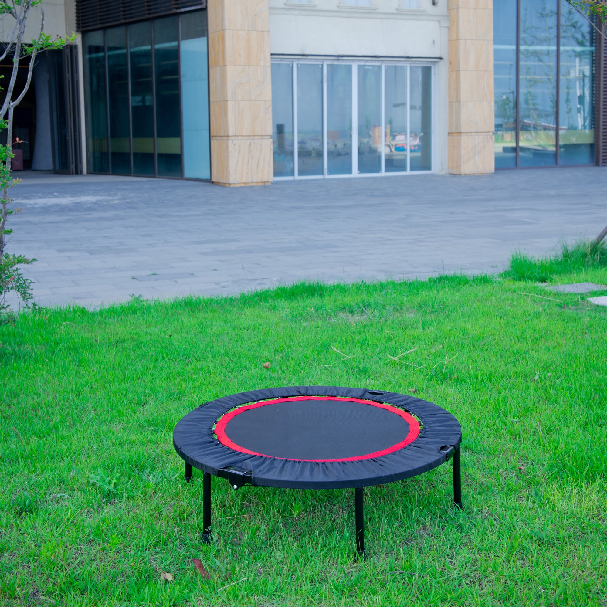 Aukfa Mini Trampoline for Adults Kids, 40" Foldable Fitness Rebounder with Safety Pad for Indoor Outdoor