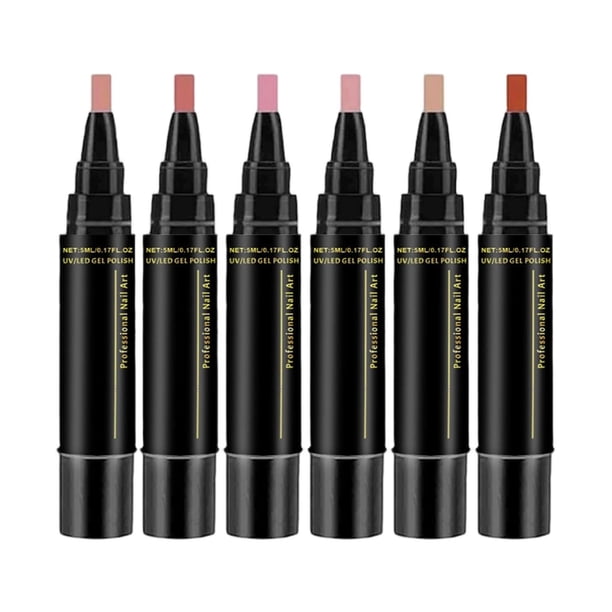 6 bolígrafos de esmalte de uñas multicolor, bolígrafos artísticos multiusos, de gel para uñas, para el hogar, aniversarios, salones, cumpleaños, Estilo B