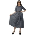 thumbnail image 1 of Moomaya Robe Midi à Encolure Dégagée, Robe Plissée pour Femmes, Robes Évasées Évasées Ligne A, 1 of 4