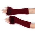 thumbnail image 6 of Ywmsfl Lengthen Wrist Crochet Fingerless Gloves Half Finger Keep Warm Plush Cuffs Mittens for Women Winter Supplies, 6 of 12