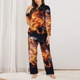 thumbnail image 2 of Lsque Tennis Ball In Fire1 Pattern Long Sleeve Pajama Set for Women - Soft 2-Piece Sleepwear and Loungewear Set with Pockets, Comfy Nightwear-Large, 2 of 7