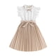 thumbnail image 1 of Odeerbi 8-12 Años Niñas Verano Algodón Tanque Vestido Ruffle Plisado Vestido Con Cinturón Dos Piezas Conjunto Vestido, 1 of 4