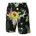 thumbnail image 5 of Kll Sunflower Skull Boho Watercolor Background Men'S Casual Summer Beach Shorts Hawaiian Shorts With Pockets-Medium, 5 of 9