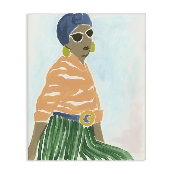 Stupell Industries Stylish Woman with Headwrap People Painting Wrapped Canvas Art Print Wall Art, 16 x 20