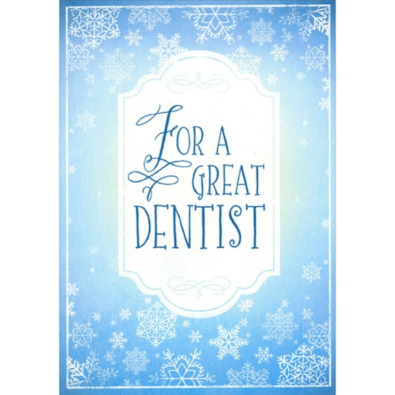 Designer Greetings For a Great Dentist: White Snowflakes on Blue Happy Holidays Card