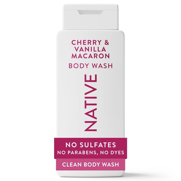 Native Body Wash, Cherry & Vanilla Macaron, Sulfate Free, for Women & Men, 18 fl oz