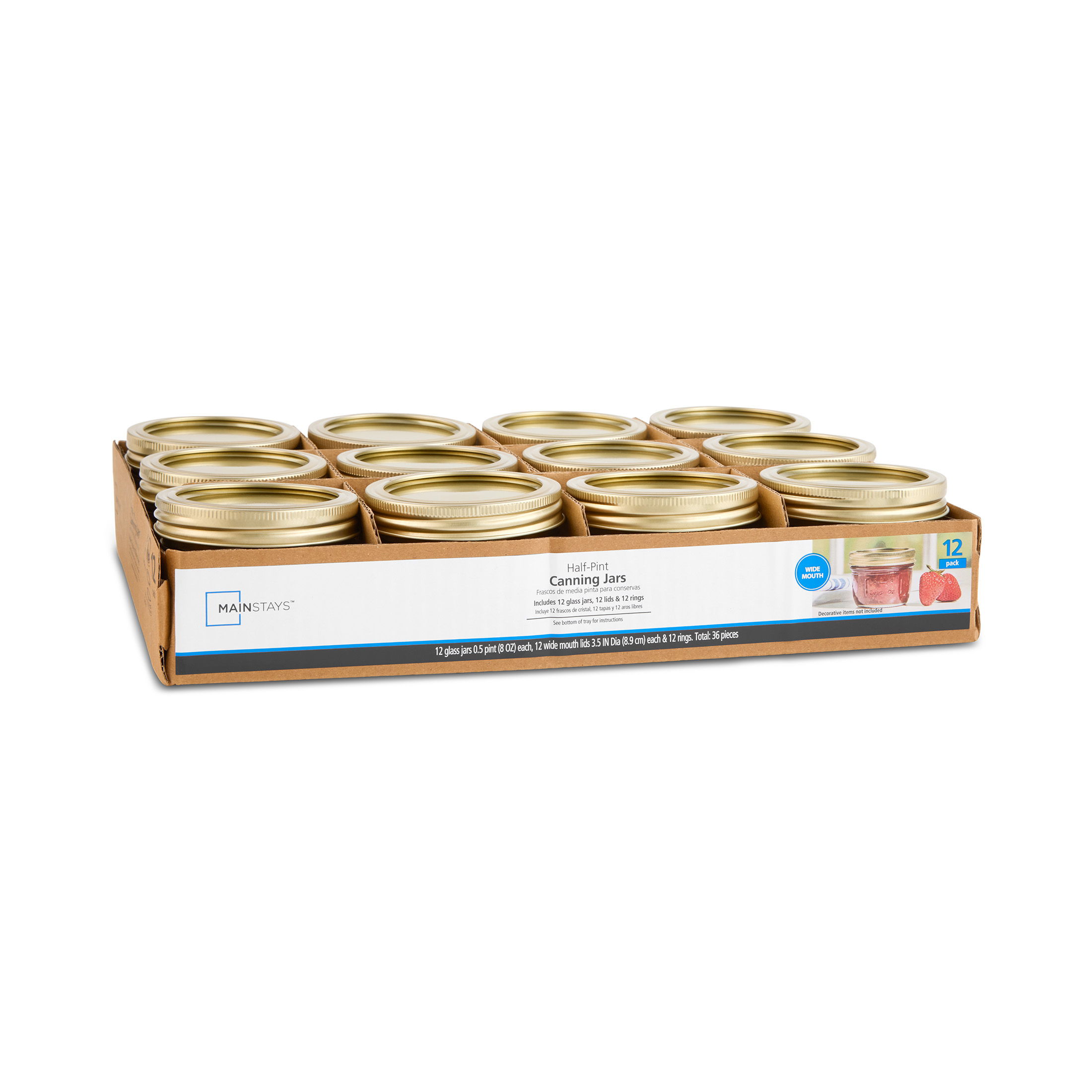 Mainstays 8 oz Mason Jars, Wide Mouth Half Pint, 12-Pack photo 6
