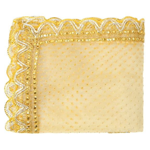 Decorative Chunari Backdrop Artificial Silk Pooja Chunri(Size:-36 "X 18 ")Chunni Traditional Festival New year Gifts Decorations Chunr MATA Ki Chunri Statue Chowki Aasan Mat Poster Frame(White)