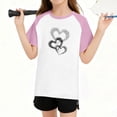 thumbnail image 3 of Eltusu Girls Graphic Tee, Summer Relaxed Fit Pullover Crew Neck Short Sleeve Tops Pink Size 13-14 T, 3 of 5
