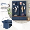 thumbnail image 2 of DRNANLIT Farmhouse 4-in-1 Coat Rack Hall Tree with Bench, 2 Large Drawers & Hooks, Wood Grain, Blue – Mudroom Entryway Organizer, 2 of 10