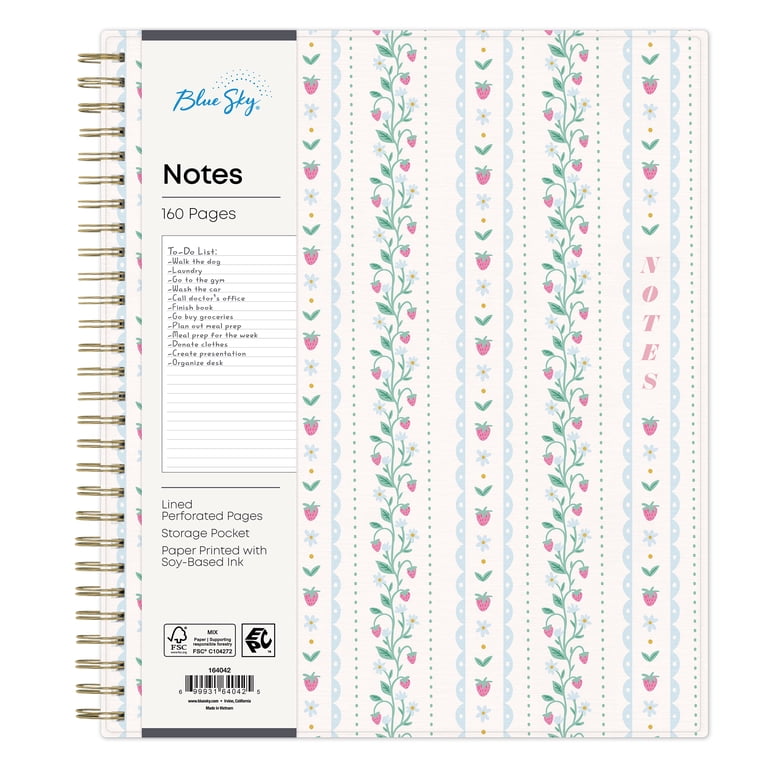 Blue Sky Notebook, 8x10, Strawberry Stripes, 160 Pages photo 1