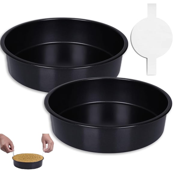 8 Inch Round Nonstick Cake Pan Set for Baking with 100 Pieces Parchment Paper, 2 Pack