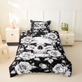 thumbnail image 2 of Homewish Halloween Goth Skull Twin Duvet Cover,Victorian Romantic Flowers Twin Bedding,Black White,Black Reversible,2 Pieces,1 Duvet Cover and 1 Pillowcase, 2 of 6