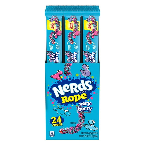 Nerds Rope Candy, Very Berry, 0.92 Ounce Ropes (Pack of 24)