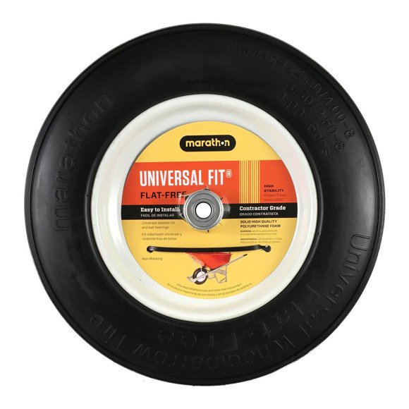 Marathon Tire 10.3" Universal Fit Wheelbarrow Flat Free Tire and Wheel Assembly