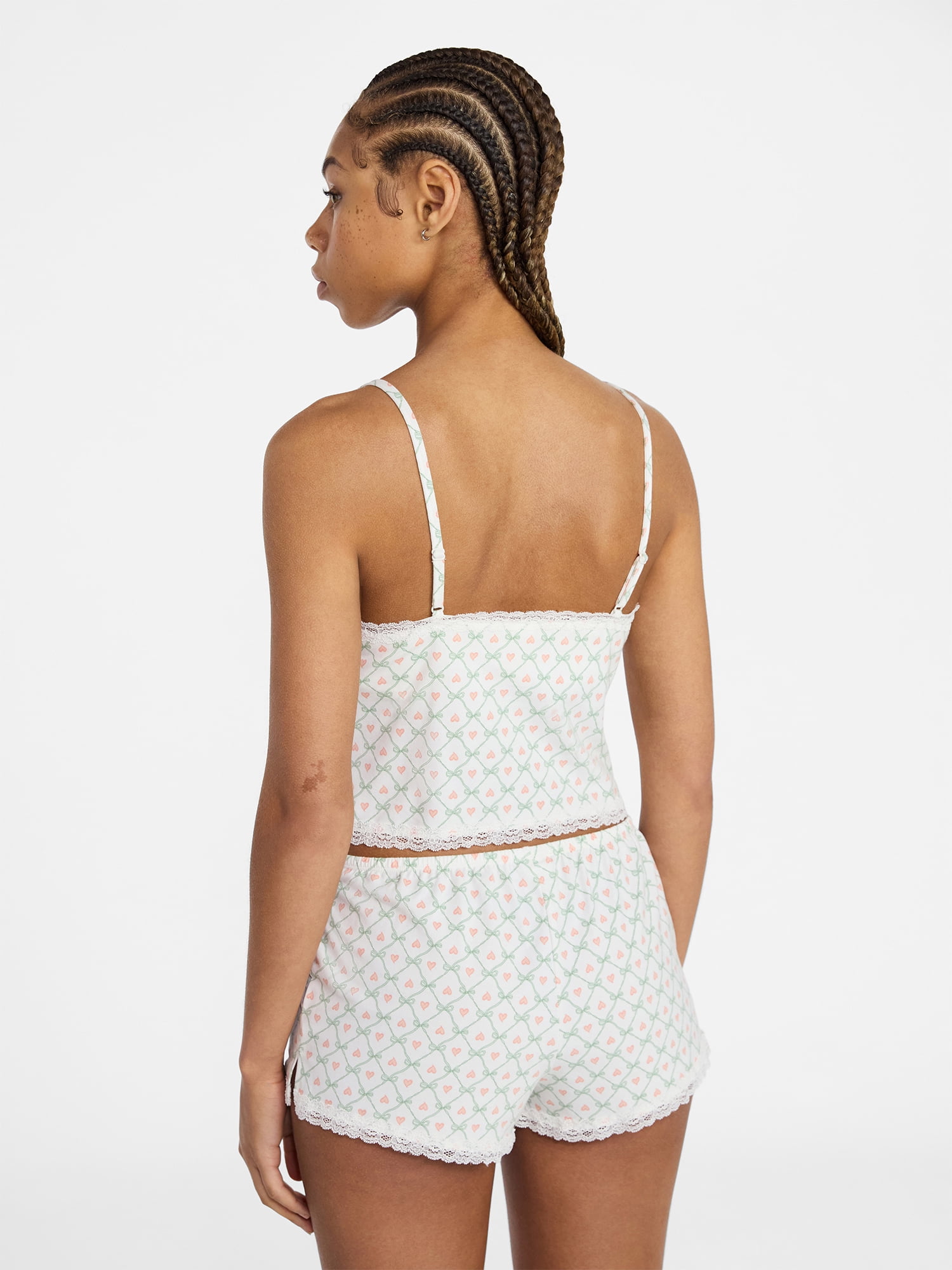 No Boundaries Lace Cami and Shorts Sleep Set, 2-Piece, Women's XXS-3X