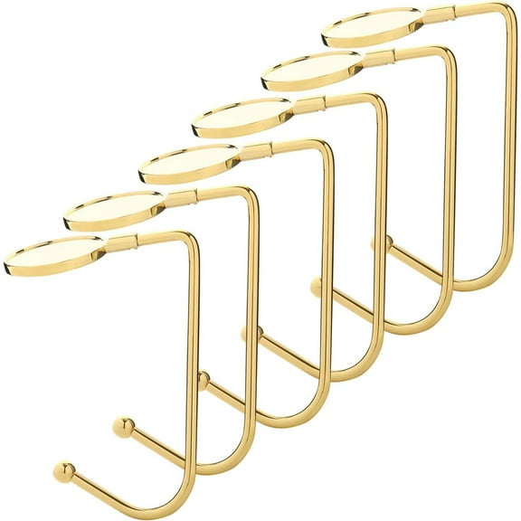 NOGIS 6 Pack Christmas Stocking Holders Metal Hooks Hanger Christmas Safety Hang Grip Stockings Clip for Christmas Party Decoration, Gold