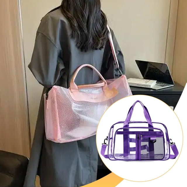Bolso tote transparente, bolso de hombro informal y moderno para mujer, ideal para festivales de música y conciertos. Púrpura