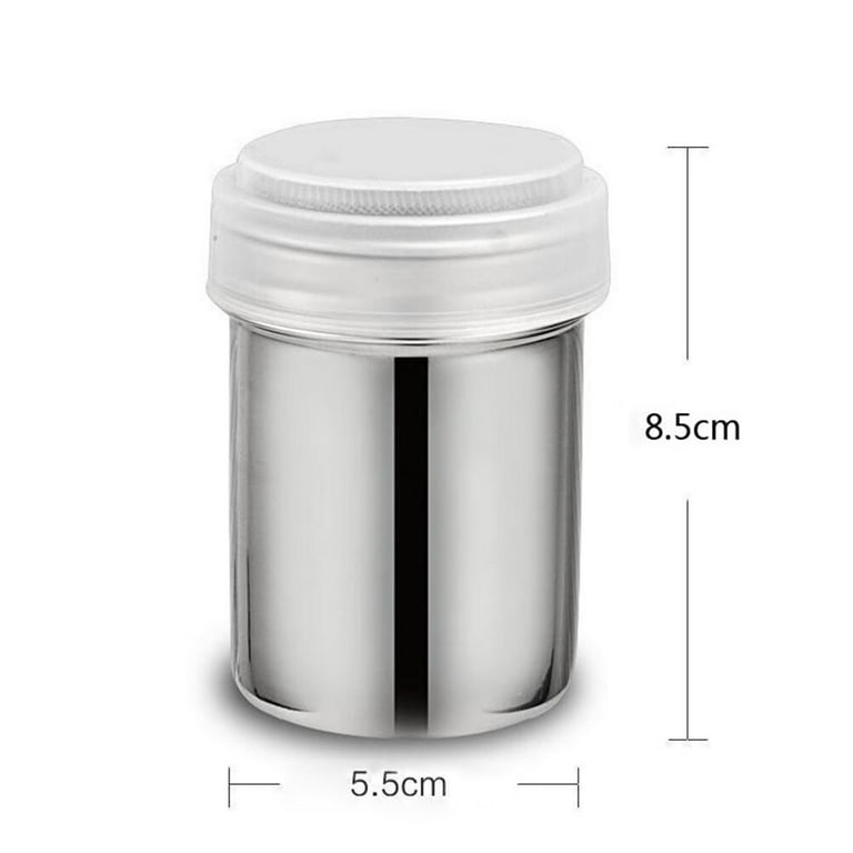 3 Pack Stainless Steel Powder Shaker, Coffee Cocoa Dredges with Fine-Mesh Lid, AIFUDA Power Can for Baking Cooking Home Restaurant with 16 Pcs