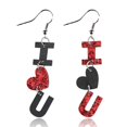 thumbnail image 1 of Pendientes Yashi con letras de lentejuelas de cuero artificial para mujer, 1 of 5