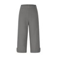 thumbnail image 3 of Womens Capri Pants 2026 Knee Length Cotton Linen Capris Summer Straight Leg Loose Beach Bermuda Shorts with Pockets Solid Color Capris,Gray,XL, 3 of 7