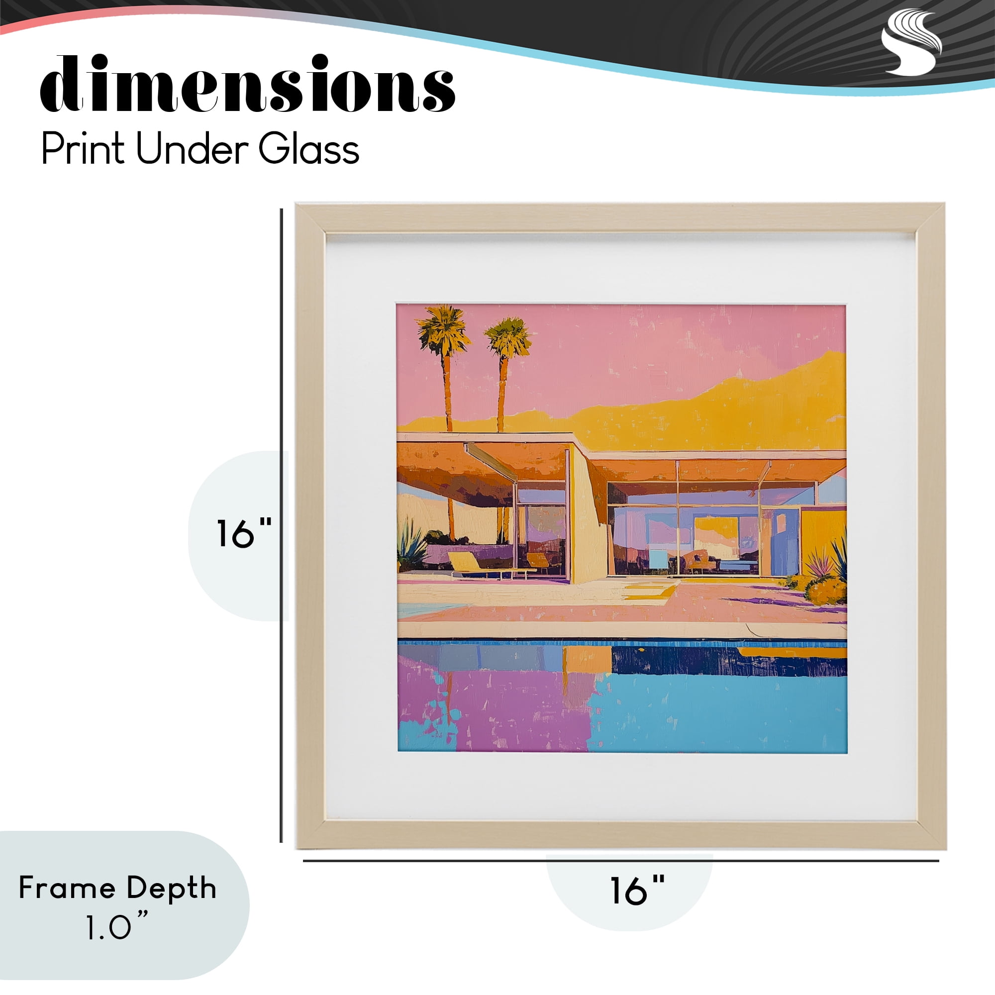 Stupell Industries Vivid Villa at Sunset Birch Framed Print Under Glass, design by Walker Noble