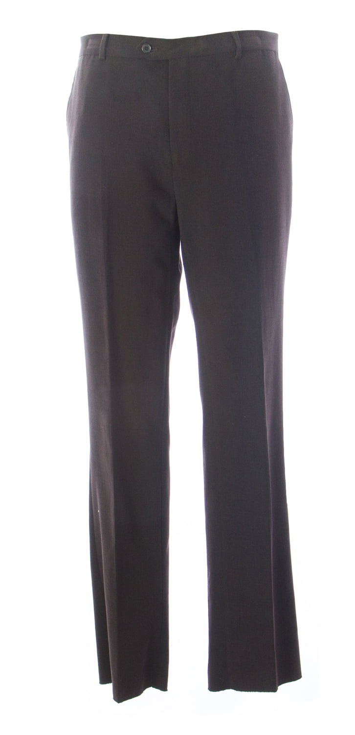 Men's Brown Single Pleat Pants unhemmed unfinished bottom main image 1