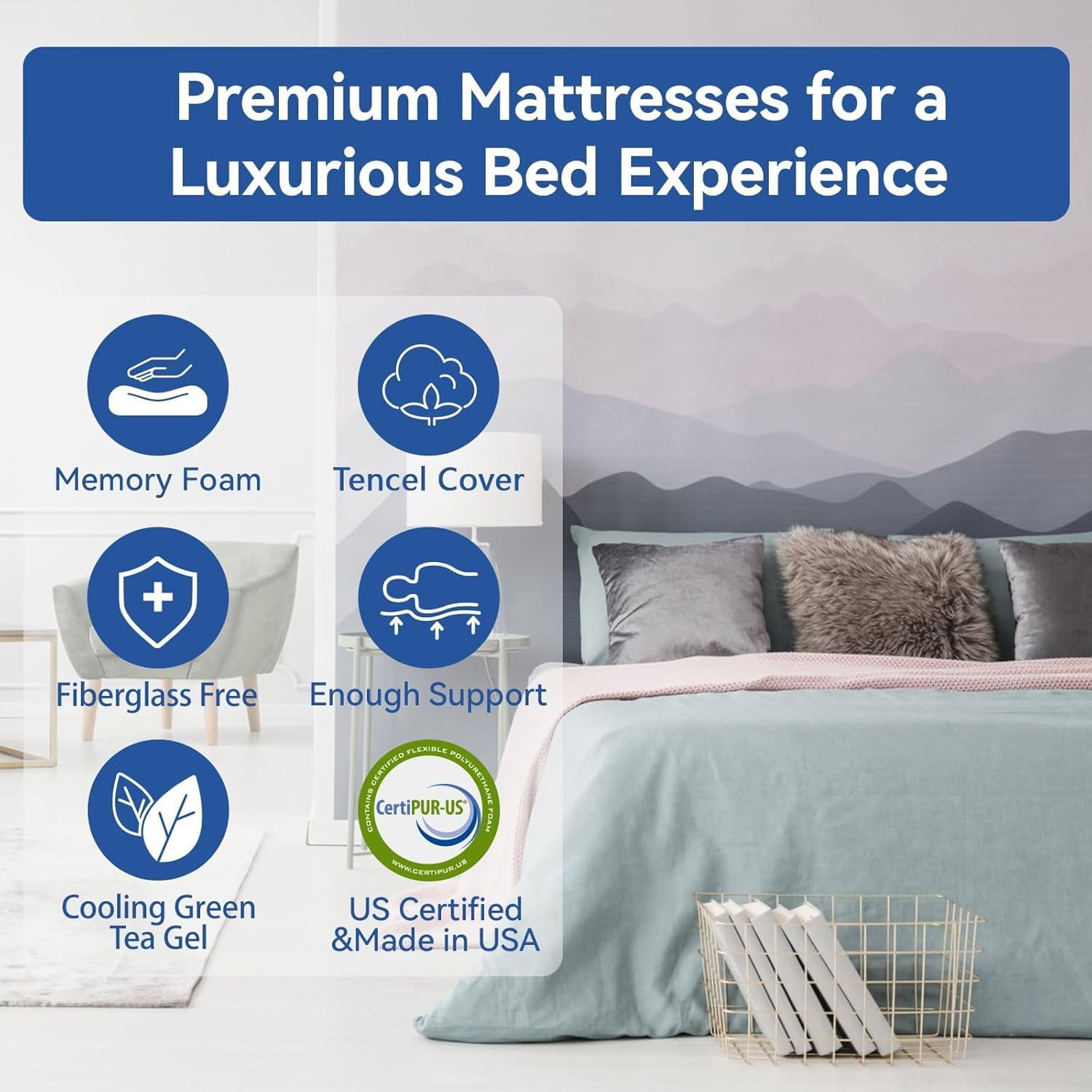 Extra Firm Mattress Full Size 10 Inch with Tencel Cover,Premier Cool Green Tea/Gel Memory Foam Mattresses in Box,Dual Side Medium Firm-Mattress for Back Pain,CertiPUR-US,Fiberglass Free,75'' x 54''