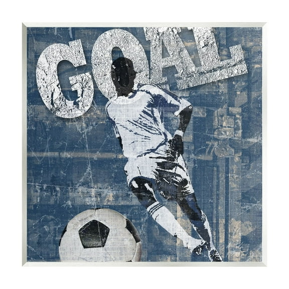 Stupell Industries Soccer Player Goal Text Vintage Weathered Sign Graphic Art Unframed Art Print Wall Art, Design by Katrina Craven