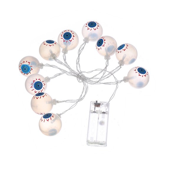 Cadena de luces LED para festivales, globo ocular, cadena de luces decorativas de Halloween para fiestas en casa sin batería (10 cuentas LED, coloridas)