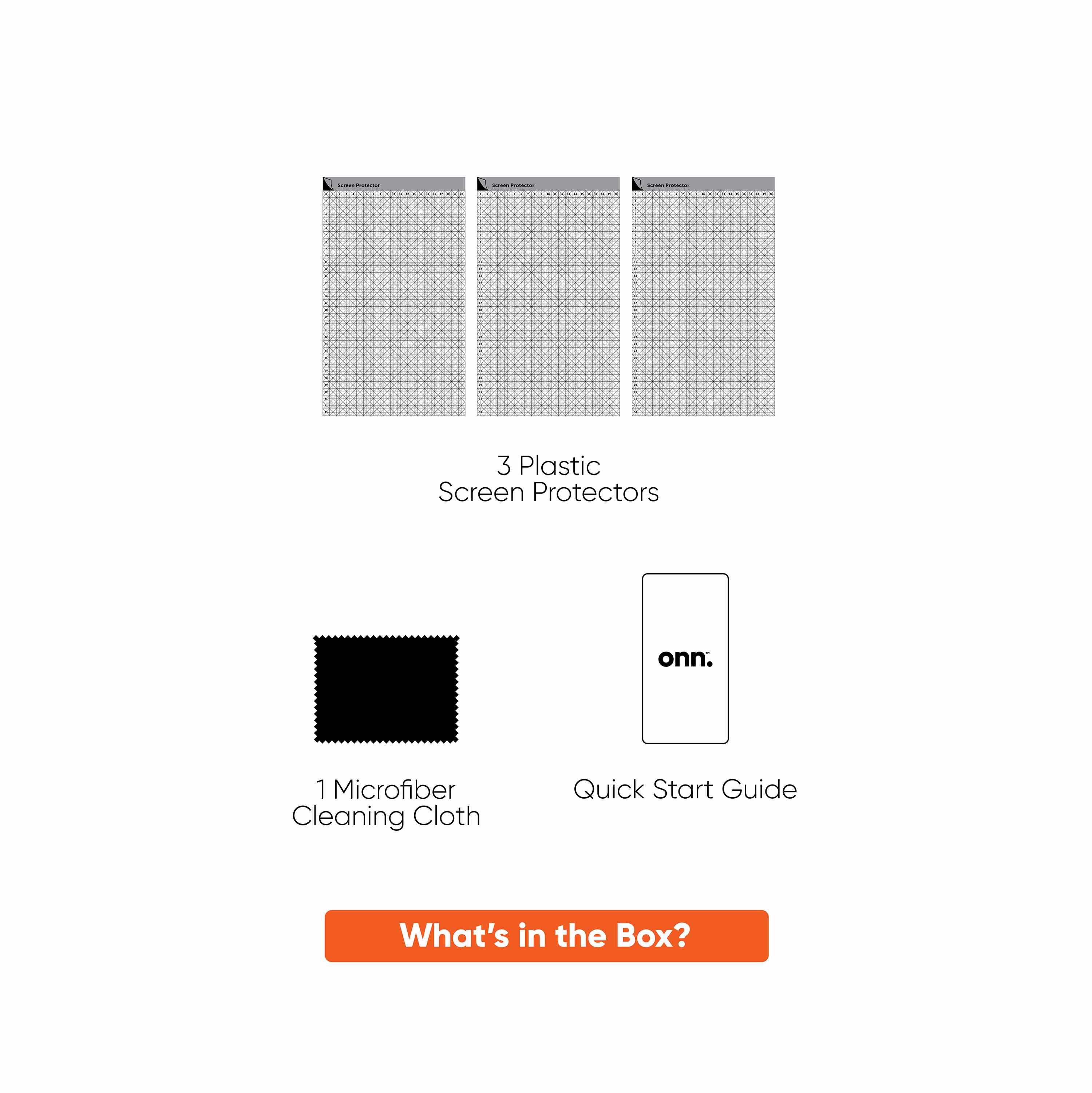 onn. Universal Plastic Screen Protectors for Devices with up to 5.3" Screen, 3 Pack