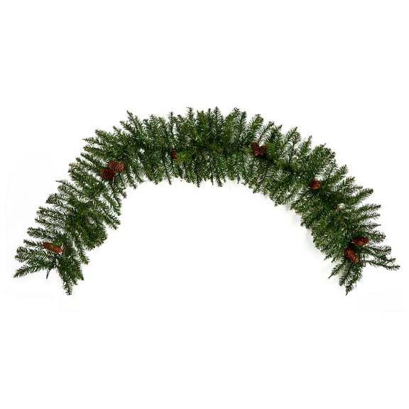 Nearly Natural 6' Mixed Alaskan Pines and Pinecones Artificial Christmas Garland 50 Warm White LED Lights
