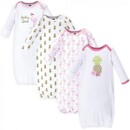 UPC: 0660168536614 | Hudson Baby Infant Girl Cotton Long-Sleeve Gowns 4pk  Pineapple  0-6 Months