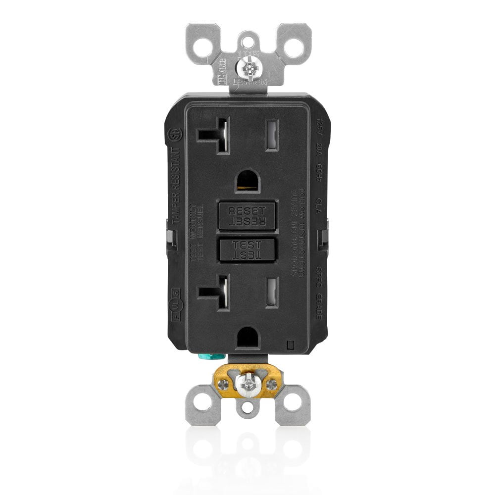 Leviton GFTR2-E SmartlockPro Self-Test GFCI Receptacle, Tamper Resistant, 20A, Black