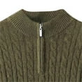 thumbnail image 4 of IYTR Men's Cable Knit Half Zip Sweater Solid Color Long Sleeve Pullover Warm Sweater Soft Comfortable Knit Tops Army Green XXL, 4 of 4