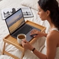 thumbnail image 5 of 2 Pack Bed Tray Table with Folding Legs,Bamboo Breakfast in Bed for TV Table,Laptop Computer Tray,Eating,Snack Tray, 5 of 7