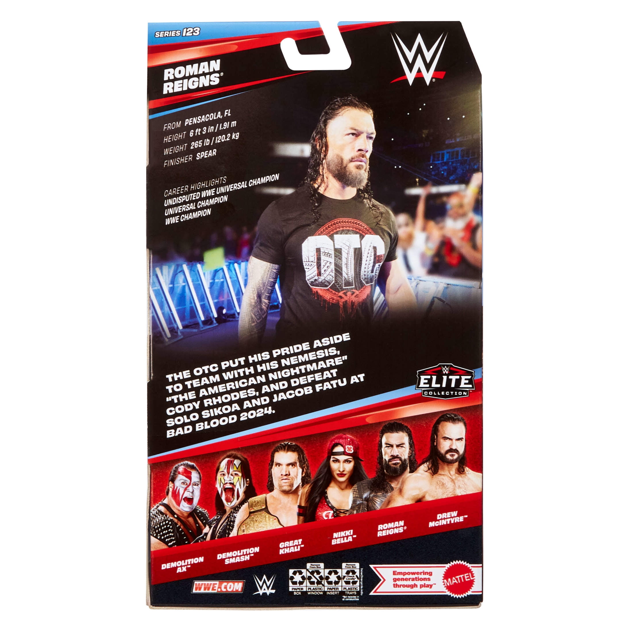 WWE Elite Roman Reigns Action Figure, Series #123 Set, 6-inch Collectible with Accessories